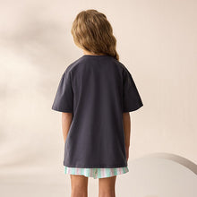 Load image into Gallery viewer, Charcoal Grey Oversized Sequin Graphic Print T-Shirt (3-16yrs)
