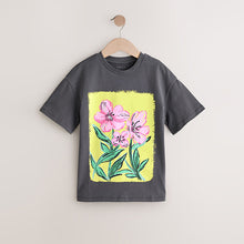 Load image into Gallery viewer, Charcoal Grey Oversized Sequin Graphic Print T-Shirt (3-16yrs)

