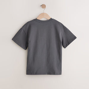 Charcoal Grey Oversized Sequin Graphic Print T-Shirt (3-16yrs)