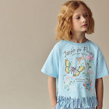 Load image into Gallery viewer, Blue Sequin Butterfly Fringe T-Shirt (3-11yrs)
