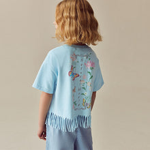 Load image into Gallery viewer, Blue Sequin Butterfly Fringe T-Shirt (3-11yrs)
