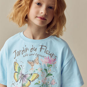 Blue Sequin Butterfly Fringe T-Shirt (3-11yrs)