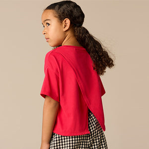 Red 100% Cotton Sequin Heart Print T-Shirt (3-12yrs)