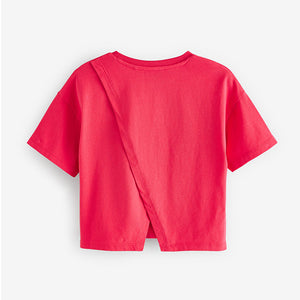 Red 100% Cotton Sequin Heart Print T-Shirt (3-12yrs)