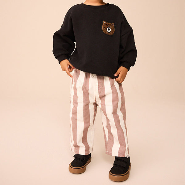 Neutral/Ecru Stripe Pull On Wide Trousers (3mths-6yrs)