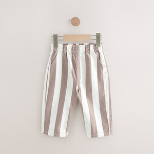 Neutral/Ecru Stripe Pull On Wide Trousers (3mths-6yrs)