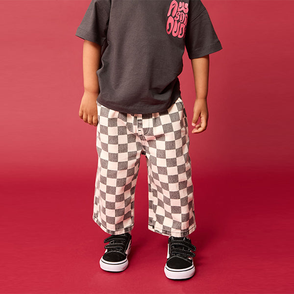 Black/White Checkerboard Pull On Wide Trousers (3mths-6yrs)