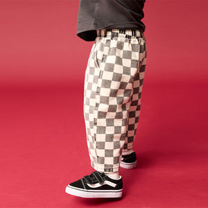 Black/White Checkerboard Pull On Wide Trousers (3mths-6yrs)