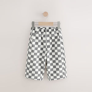 Black/White Checkerboard Pull On Wide Trousers (3mths-6yrs)