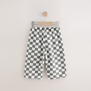 Black/White Checkerboard Pull On Wide Trousers (3mths-6yrs)