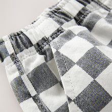 Load image into Gallery viewer, Black/White Checkerboard Pull On Wide Trousers (3mths-6yrs)
