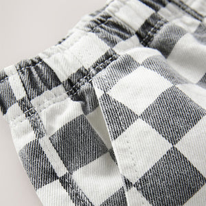 Black/White Checkerboard Pull On Wide Trousers (3mths-6yrs)