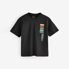 Load image into Gallery viewer, Blue/Ecru Racing Car Relaxed Fit Graphic Print Short Sleeve

