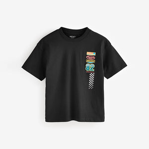 Blue/Ecru Racing Car Relaxed Fit Graphic Print Short Sleeve
