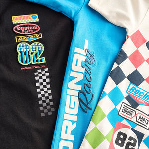 Blue/Ecru Racing Car Relaxed Fit Graphic Print Short Sleeve