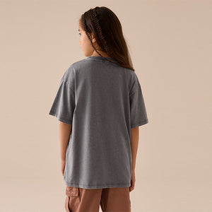 Charcoal Grey Oversized Graphic Print T-Shirt (3-12yrs)