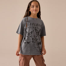 Load image into Gallery viewer, Charcoal Grey Oversized Graphic Print T-Shirt (3-12yrs)
