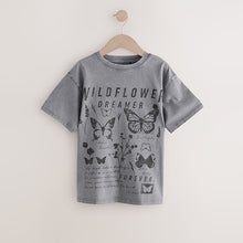 Load image into Gallery viewer, Charcoal Grey Oversized Graphic Print T-Shirt (3-12yrs)
