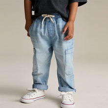 Load image into Gallery viewer, Light Blue Denim Cargo Jeans
