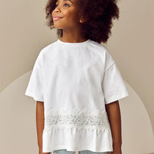 Load image into Gallery viewer, Ecru Lace Frill Hem T-Shirt (3-12yrs)
