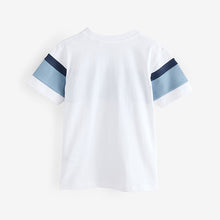 Load image into Gallery viewer, White/Blue Textured Colourblock Short Sleeve T-Shirt
