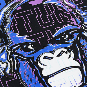 Black Gorilla Relaxed Fit Short Sleeve Graphic Print T-Shirt