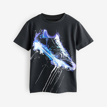 Load image into Gallery viewer, Black/Blue Football Boot Regular Fit Short Sleeve All-Over Print T-
