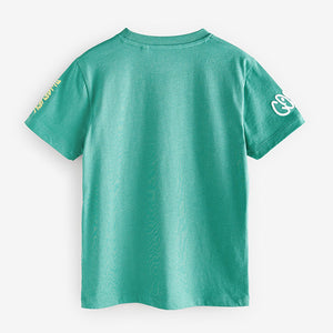 Green Graffiti Skull Regular Fit Short Sleeve Graphic T-Shirt