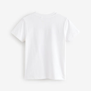 White Happy Face Regular Fit Short Sleeve Graphic Print T-Shirt