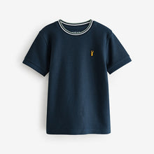Load image into Gallery viewer, Navy Blue Short Sleeve Textured T-Shirt
