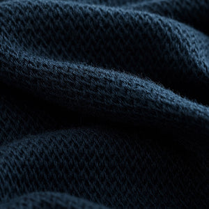 Navy Blue Short Sleeve Textured T-Shirt