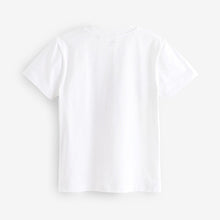 Load image into Gallery viewer, White Rainbow Dino Regular Fit Short Sleeve Graphic T-Shirt
