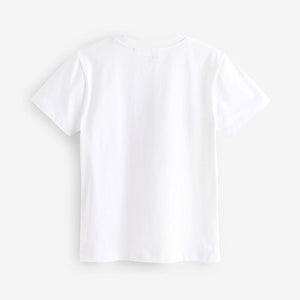 White Rainbow Dino Regular Fit Short Sleeve Graphic T-Shirt