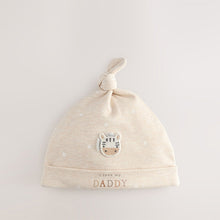 Load image into Gallery viewer, Neutral I Love My Mummy/Daddy Baby Tie Top Hats 2 Pack (0-6mths)
