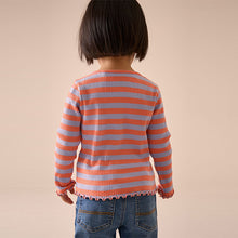 Load image into Gallery viewer, Orange/Purple Stripe Rib Long Sleeve T-Shirt (3mths-6yrs)
