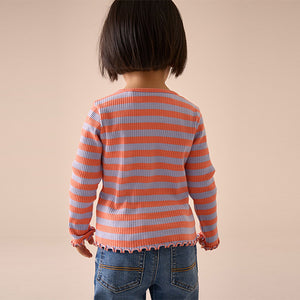 Orange/Purple Stripe Rib Long Sleeve T-Shirt (3mths-6yrs)