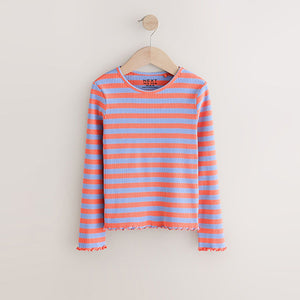 Orange/Purple Stripe Rib Long Sleeve T-Shirt (3mths-6yrs)