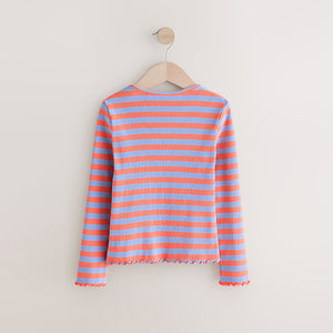 Orange/Purple Stripe Rib Long Sleeve T-Shirt (3mths-6yrs)