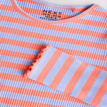 Load image into Gallery viewer, Orange/Purple Stripe Rib Long Sleeve T-Shirt (3mths-6yrs)
