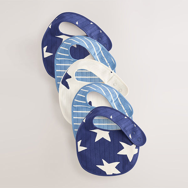 Navy Baby Bibs 5 Pack