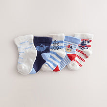 Load image into Gallery viewer, Blue Nautical Baby Socks 5 Pack (0mths-2yrs)
