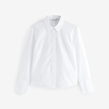Load image into Gallery viewer, White Fitted Collared Essential Long Sleeve Shirt
