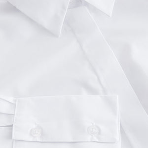 White Fitted Collared Essential Long Sleeve Shirt