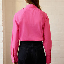 Load image into Gallery viewer, Fuchsia Pink Girlfriend Oversized Long Sleeve Shirt
