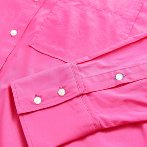 Fuchsia Pink Girlfriend Oversized Long Sleeve Shirt