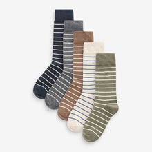 Load image into Gallery viewer, Neutral Stripe Pattern Socks 5 Pack
