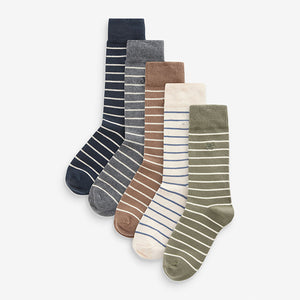 Neutral Stripe Pattern Socks 5 Pack