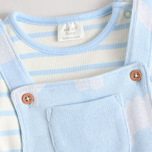Load image into Gallery viewer, Blue Crocodile Jersey Baby Dungarees And Bodysuit Set
