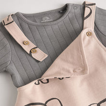 Load image into Gallery viewer, Mono Elephant Jersey 100% Cotton Dungaree and Bodysuit Baby Set (0mths-18mth)
