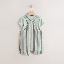 Load image into Gallery viewer, Minerals Stripe Woven Dungaree and Bodysuit Set (0mths-18mth)
